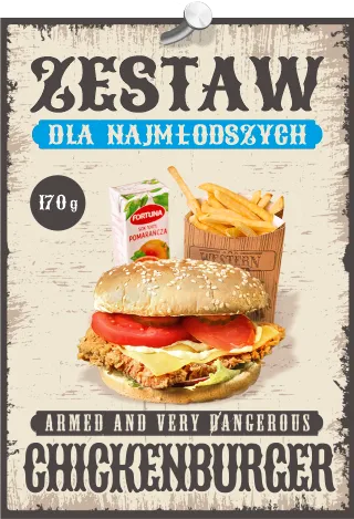 ZESTAW DLA NAJMŁODSZYCH - CHICKENBURGER mały klasyczny 170 g